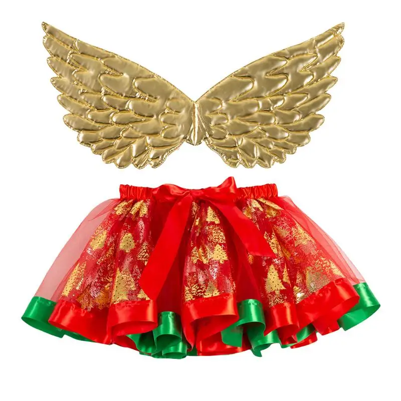 

Christmas Tutu For Girls Ruffle Skirts Christmas Red Tutu Ballet Dance Dress Comfortable Princess Tutu With Wings Layered Tulle