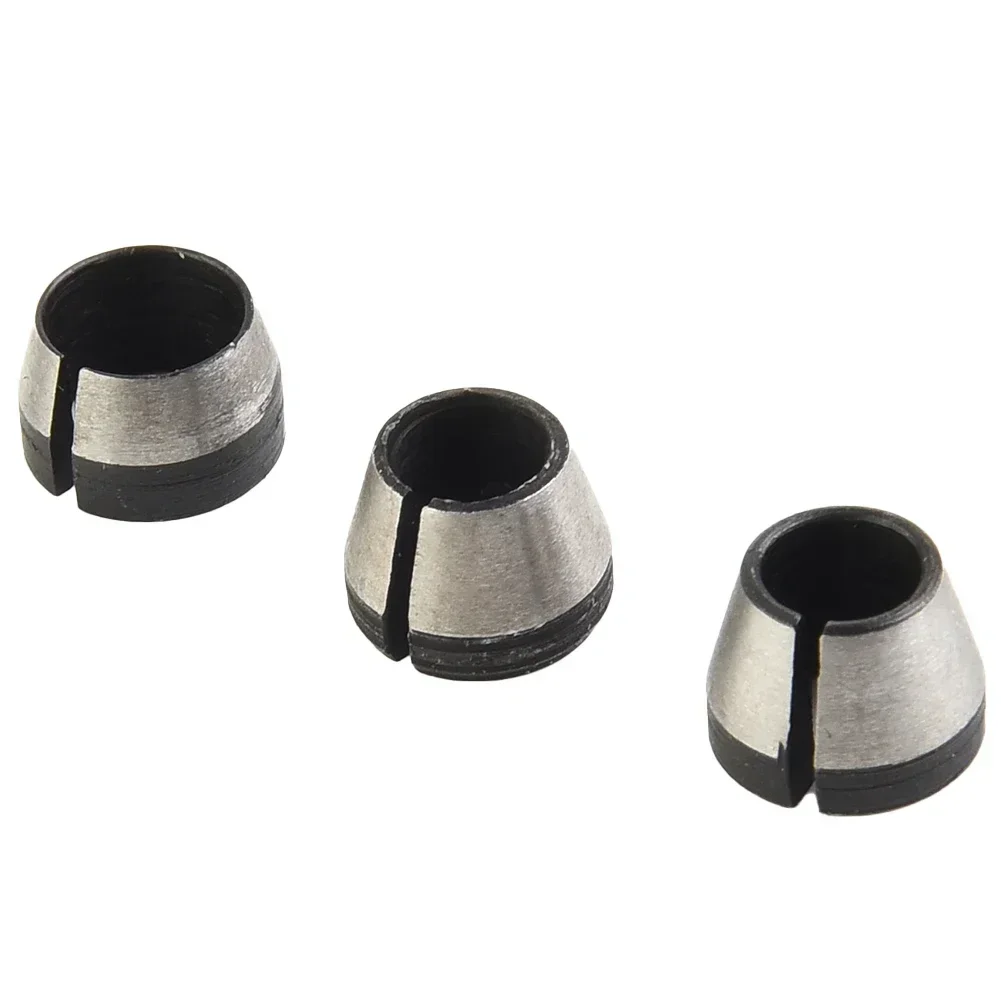 3pcs Power Tool Collet Chuck 6mm/6.35mm/8mm Carbon Steel Collet Chuck Electric Router Milling Cutter High Strength Replacement
