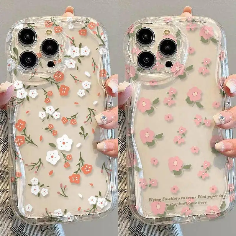 Love Heart Flowers Soft TPU Wavy Phone Case