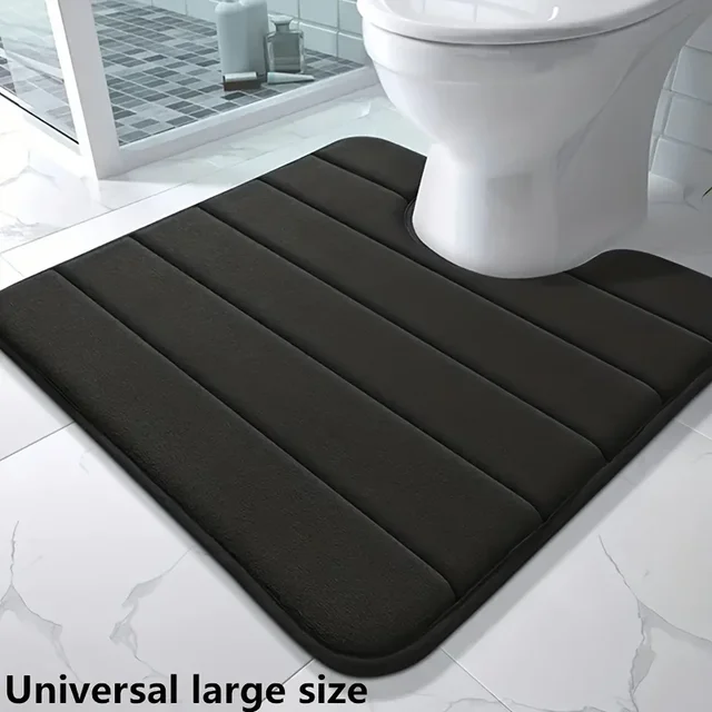 Tapis de toilette en forme de U, tapis de salle de bain, en mousse à mémoire de forme, antidérapant, super absorbant 5