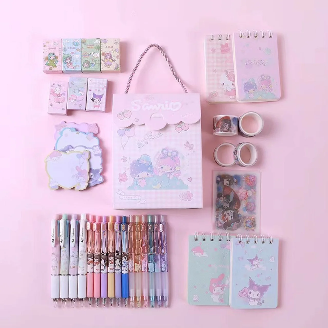 

Sanrio Mystery Stationery Gift Set Kawaii Anime Kuromi Notebook Ballpoint Pen Sticker Tape Children Students Learn Stationery