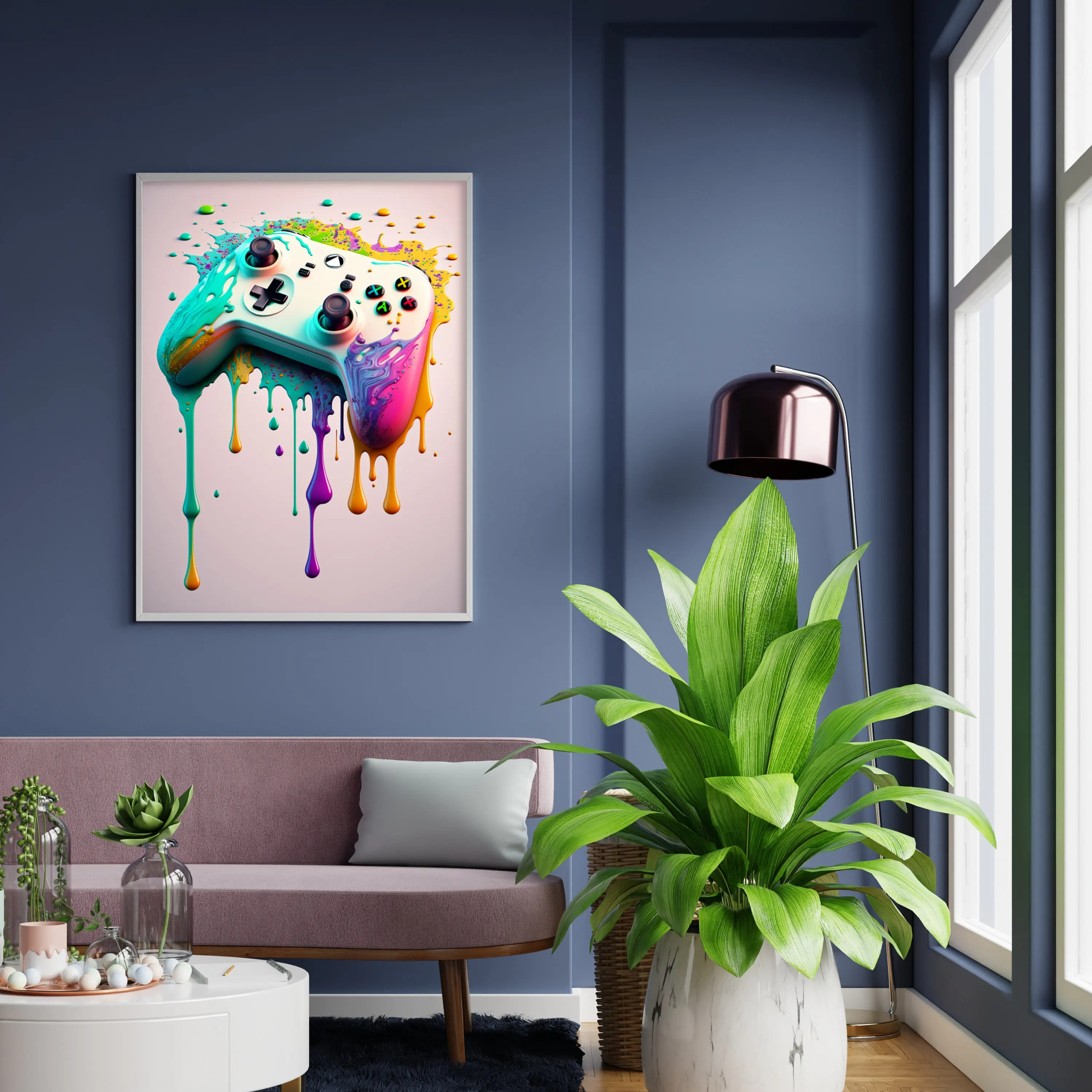 Colorful Game Controller Wall Art Print Canvas