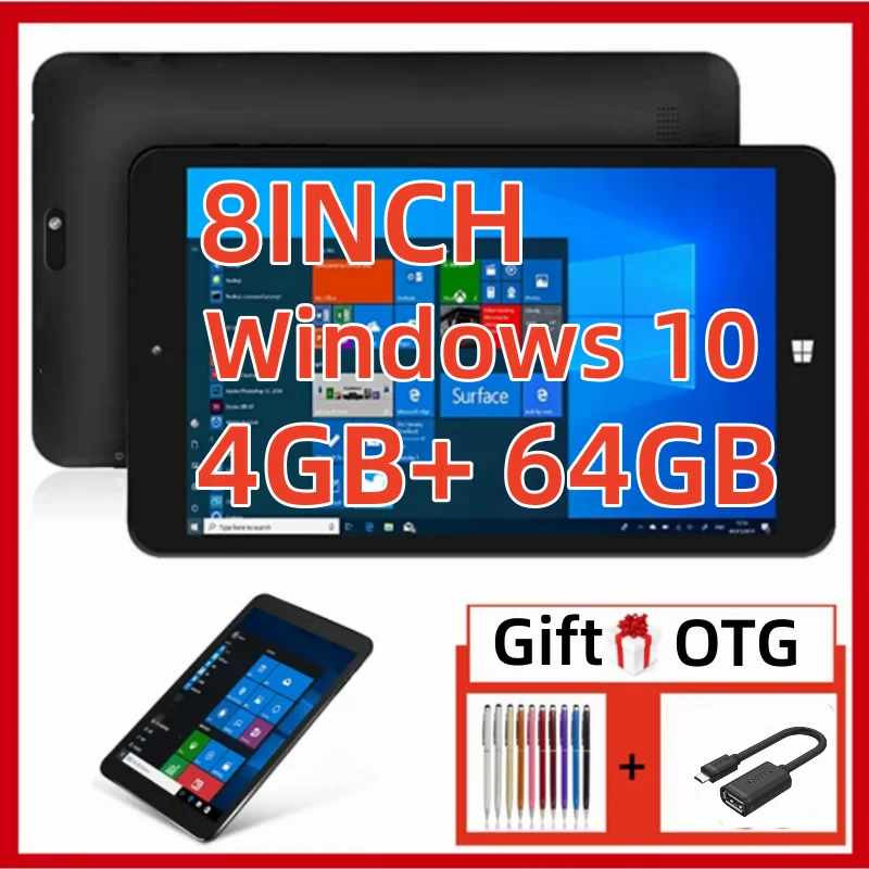 Tablet PC 8 INCH 4GDDR RAM 64GROM 64Bits Windows 10 WIFI Quad Core X5-Z8350 1.44GHz 1920x 1200 Pixel Dual Cameras Office Work