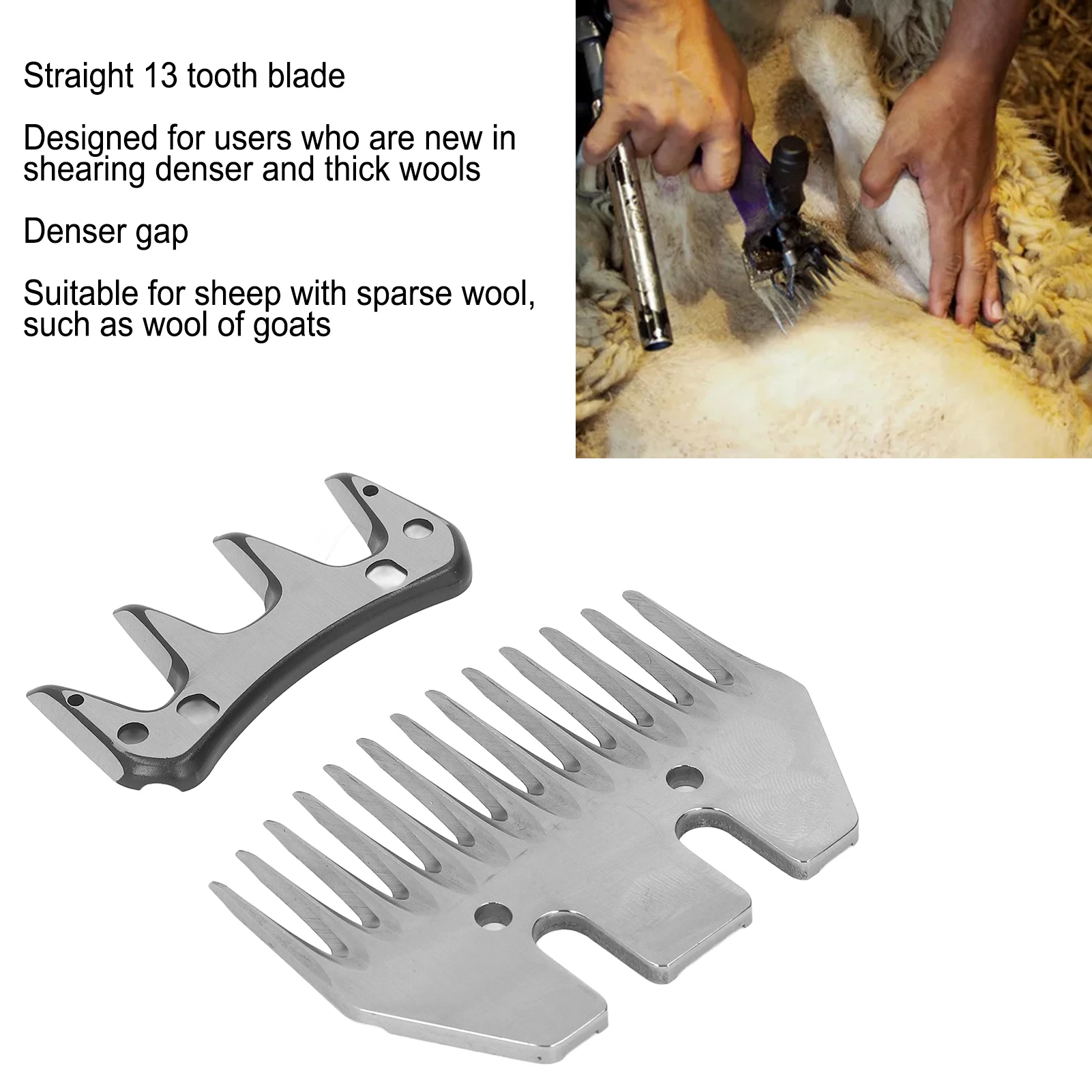 Hair Clipper Blade Sheep Shears Blade Straight 13 Tooth Electric Wool Cutter Goat Clipper Scissor Replacement Part