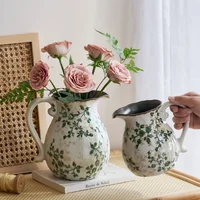 Retro Ceramic Vase Flower Vase for Home Decoration Table Decoration Pastoral Style Hydroponic Flower Arrangement Leaf Flower Pot 1