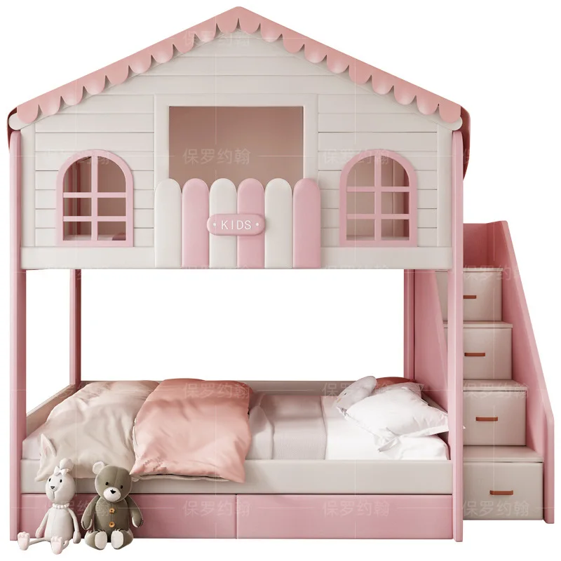 Children's furniture double bunk girls tree house princess mother bed