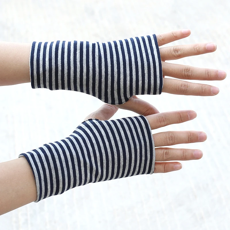 Short Fingers Striped Half Finger Gloves cycling gloves fingerless gloves sports gloves half finger gloves gym gloves sunscreen gloves fingerless gym gloves cotton gloves fingerless compression gloves unisex Sun Protection Pure Cotton Drive and Ride Fingerless Style