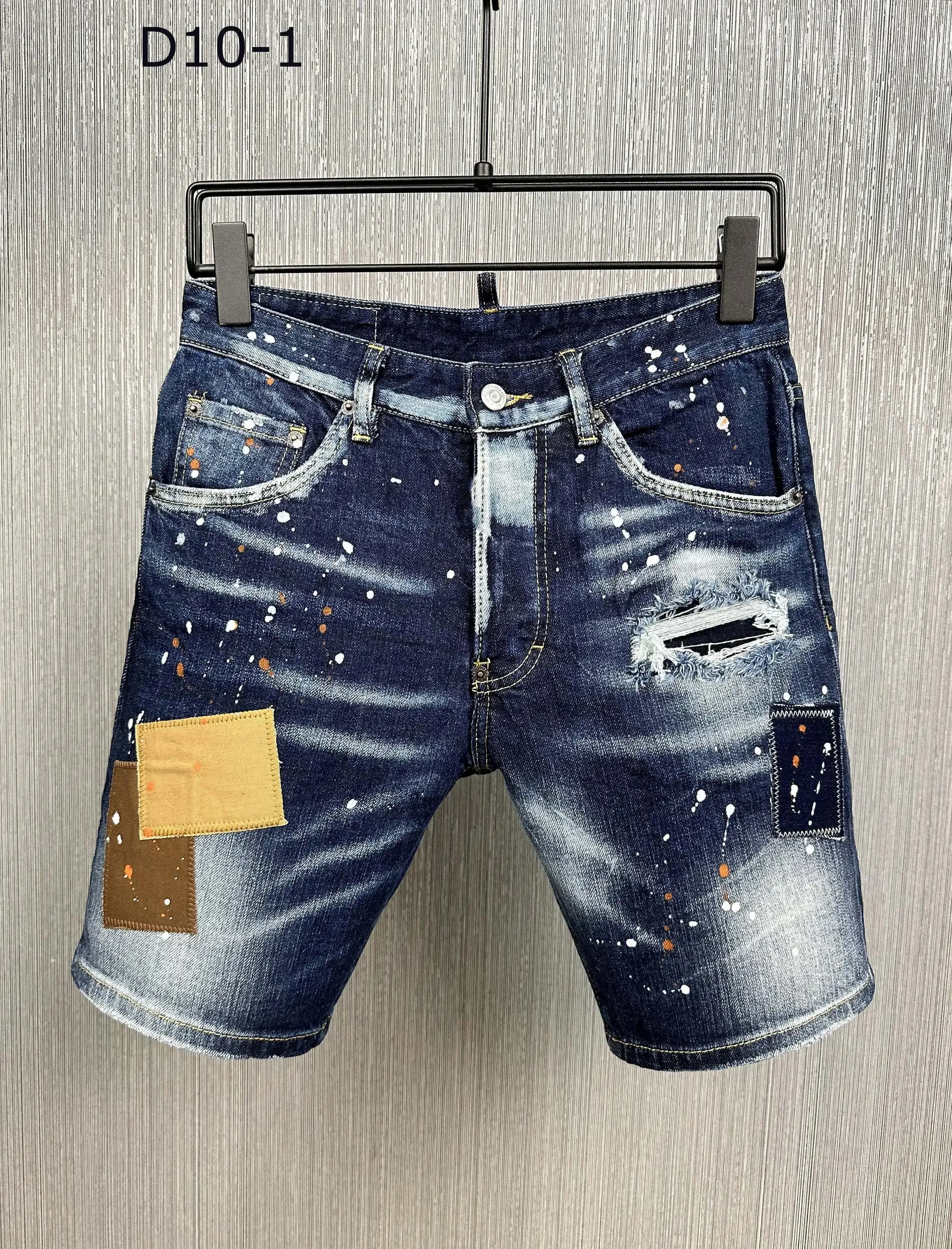 

New Men Patch Splash Ink Scratched Ripped Shorts Fashion Short Jeans D10-1#