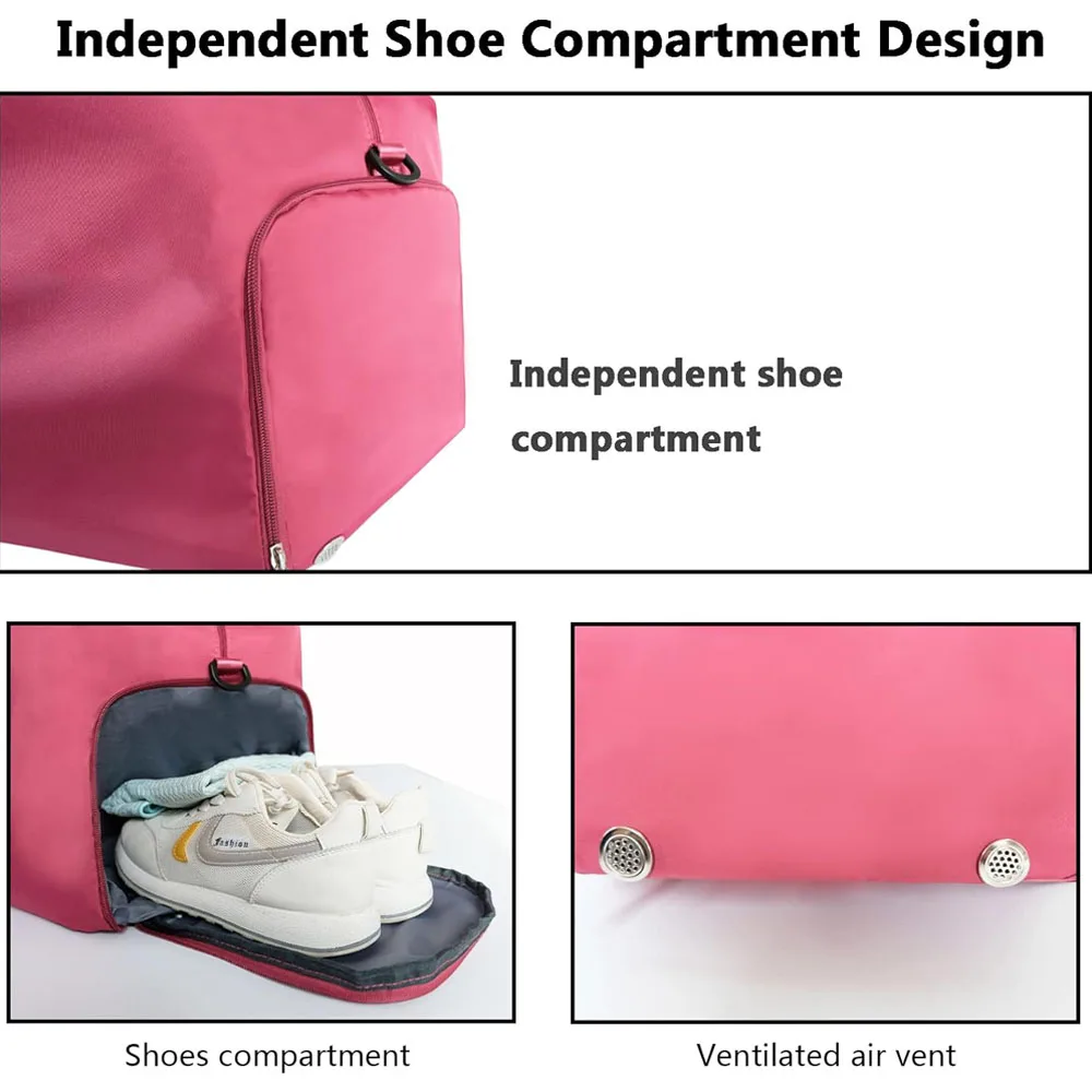 Vegan Sport Duffle Bag Men Large Capacity Overnight Travel Weekender Bags Women Gym Bag with Yoga Mat Holder Shoe Compartment