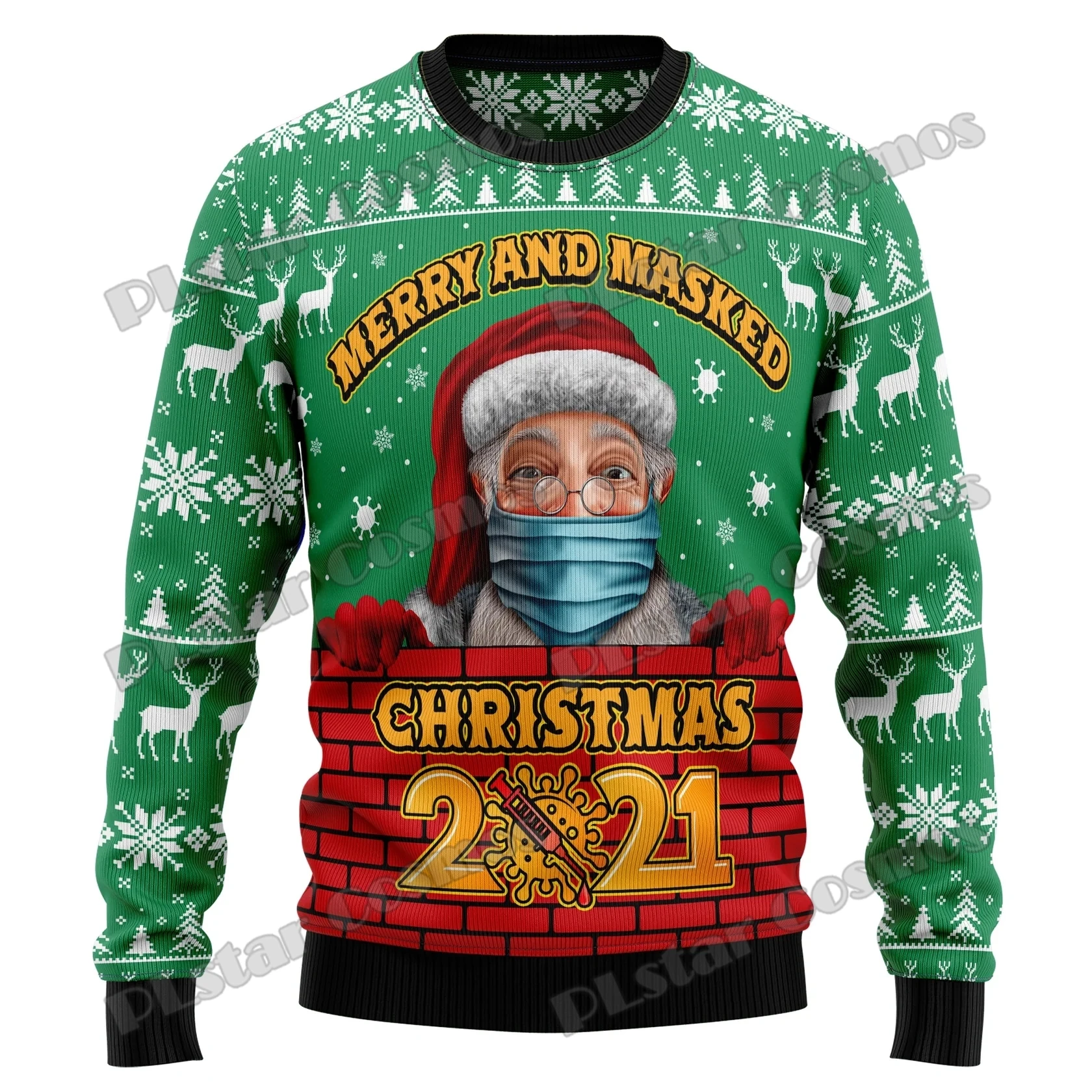 thumbnail image 1 of PLstar Cosmos Ninja Samurai Cat 3D Impreso Moda Feo Suéter Navideño para Hombre Invierno Unisex Casual Jersey de Punto MYY17, 1 of 5
