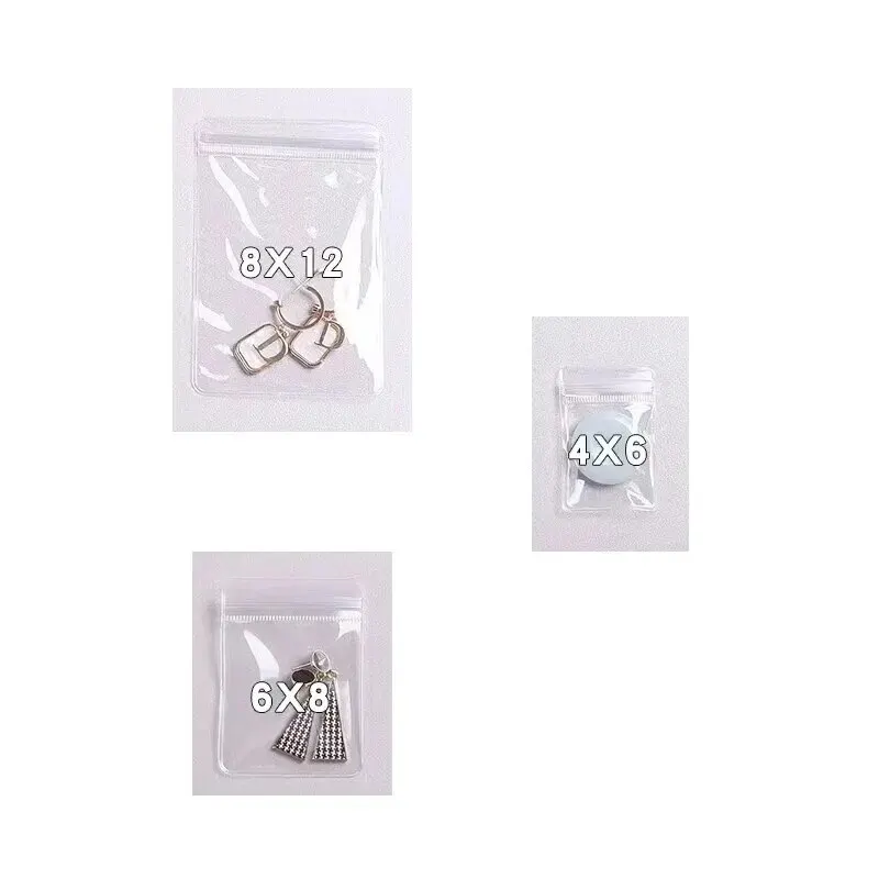 Storage Bag 100 PCS PVC Self Sealing Jewelry Bag Thick Necklace Bracelet Ziplock Bag Ring Storage Holder Anti-oxidation storage bag
