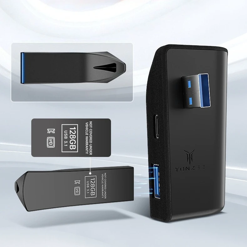 YZ 글로브 박스 도킹 스테이션 (T-모델 3 Y 하이랜드 주니퍼용) 퀵 차저 4 USB 션트 허브 플로킹 어댑터 파워 스플리터