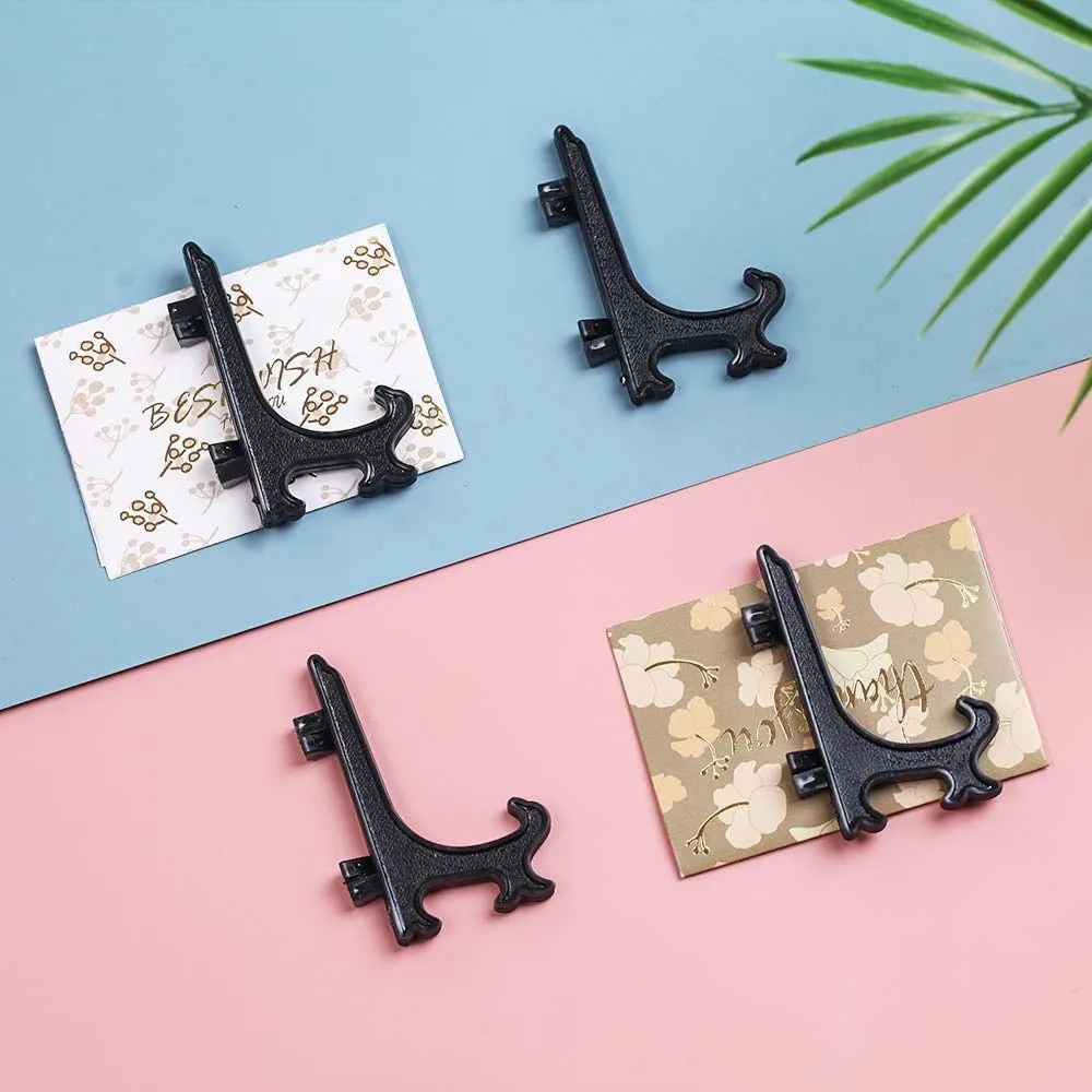Black Plastic Easels Plate Display Stands Picture Frame Stand Holder 6/12pcs 3/4/5/6/7/8/9/10 Inch