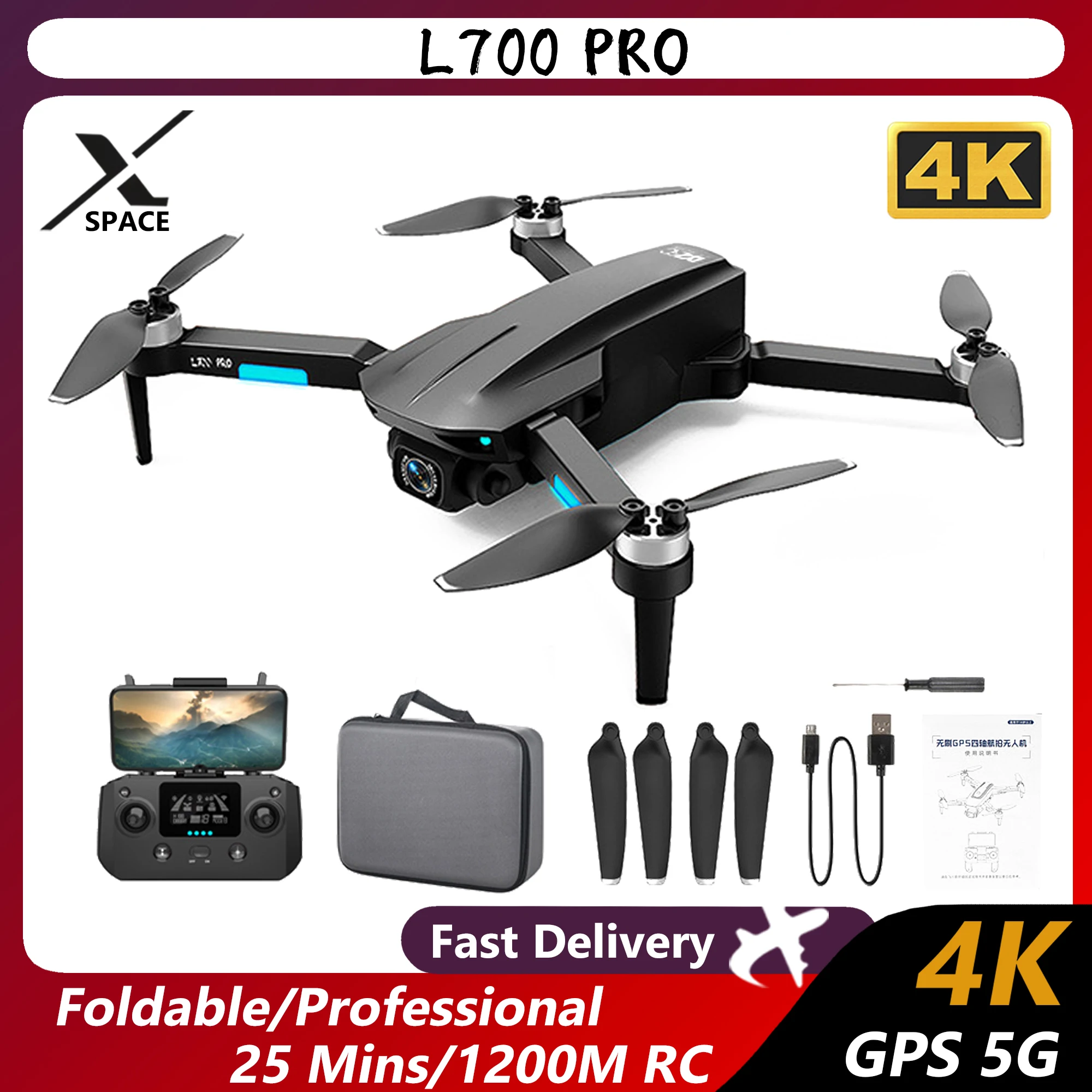 

Drone L700 Pro Brushless Profesional 5G GPS Foldable 4K HD Camera Aerial Helicopter Quadcopter Long Range Rc Aircraft Brushless