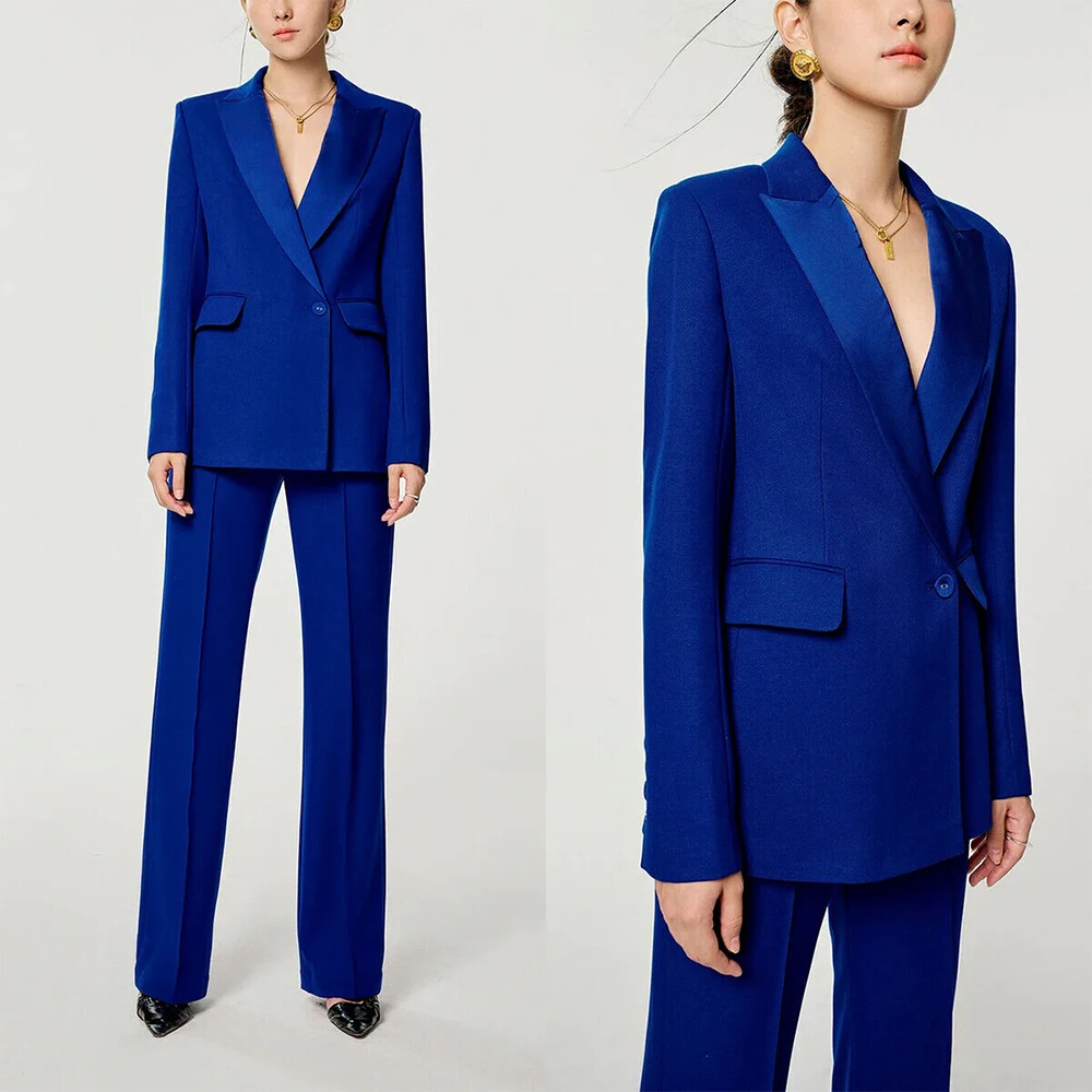 

Fashion Women's Set of Pants 2 Pieces Woman One Button Blazer Casual Suits Elegant Designer Female Chic Jacket for Party Evening