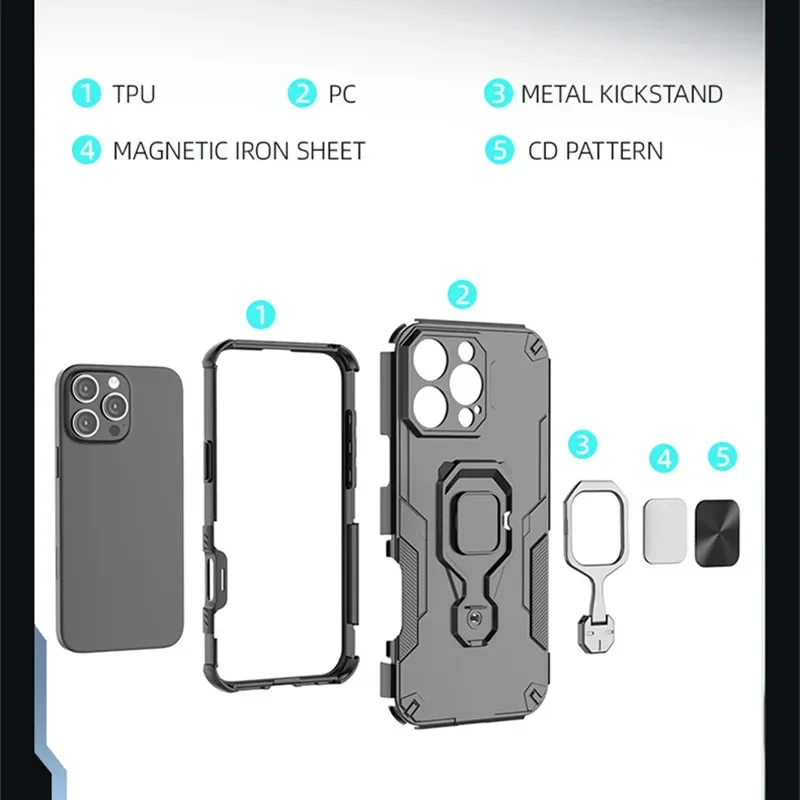 Durable Magnetic Suction Stand Phone Holder Heavy Armor Case