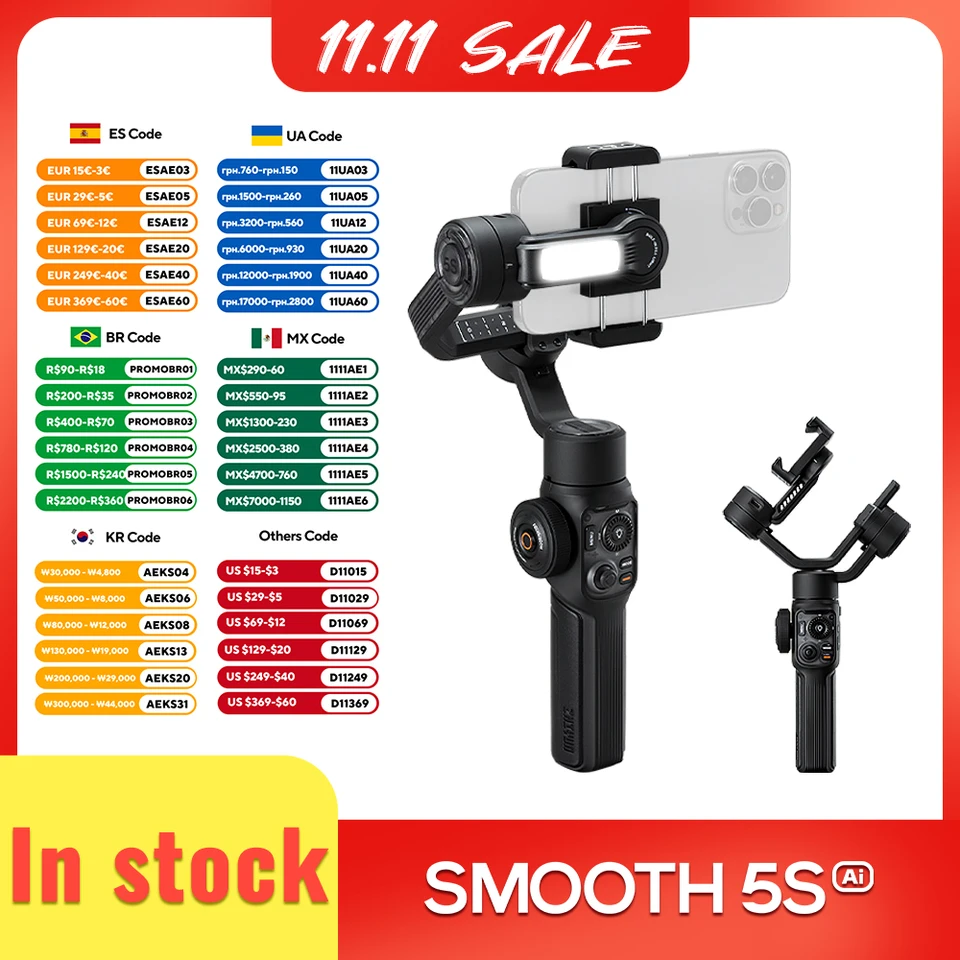 【ほぼ新品】ZHIYUN SMOOTH 5S AI PRO Amazon.com: ZHIYUN Smooth 5S AI Pro Gimbal Stabilizer for