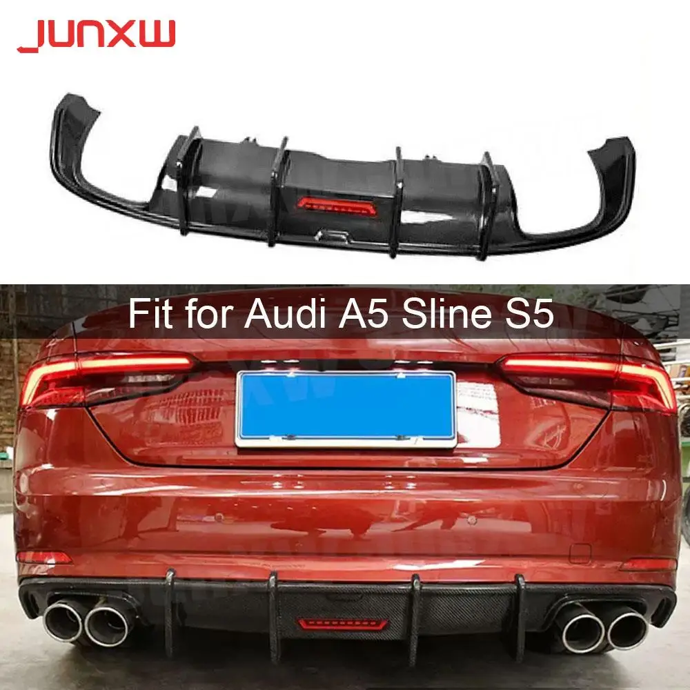 

Carbon Fiber For Audi A5 Sline S5 Sport 2017-2020 Rear Diffuser Splitter Led Light Bumper Guard Spoiler Rear Extension