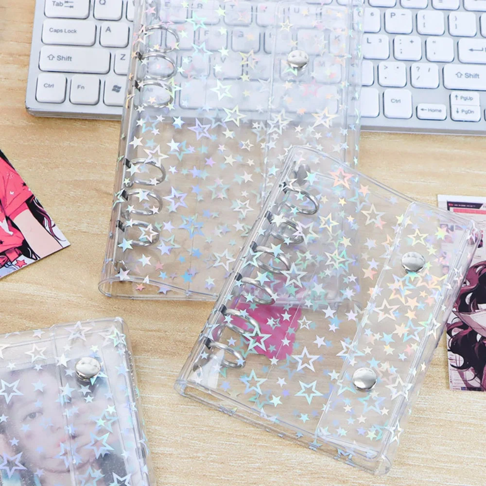 M5 A6 A7 Budget Binder Cover Clear Glitter PVC Binder Refillable Notebook for Photos Pictures Albums Planner Folder