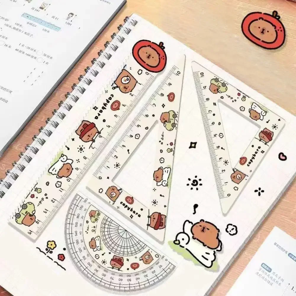 Creative Acrylic Capybara Set of Rulers Drawing Tools Cute Cartoon Soft Ruler Set Office Supplies Square