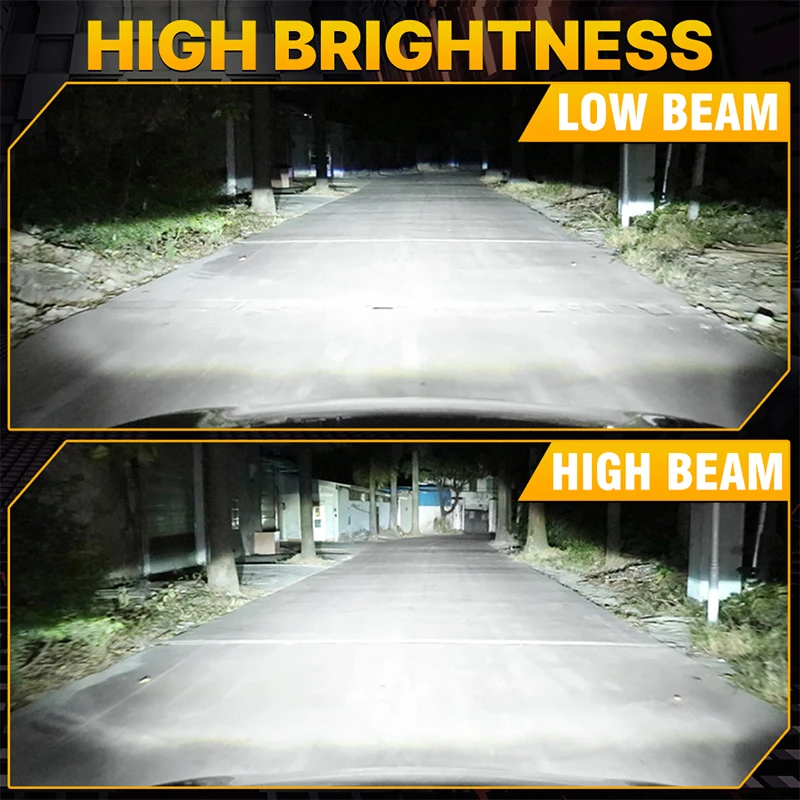 H4 프로젝터 렌즈 Bi LED 자동 전구, CANBUS 터보 자동차 헤드라이트 전구, H4 하이 로우 라이트 미니 안개등, 12V, 24V, 6000K 백색 램프