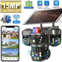 V380 Pro 4G carte Sim caméra solaire trois objectifs trois écrans extérieur WiFi sans fil solaire CCTV 10X Zoom suivi automatique caméra de sécurité 1