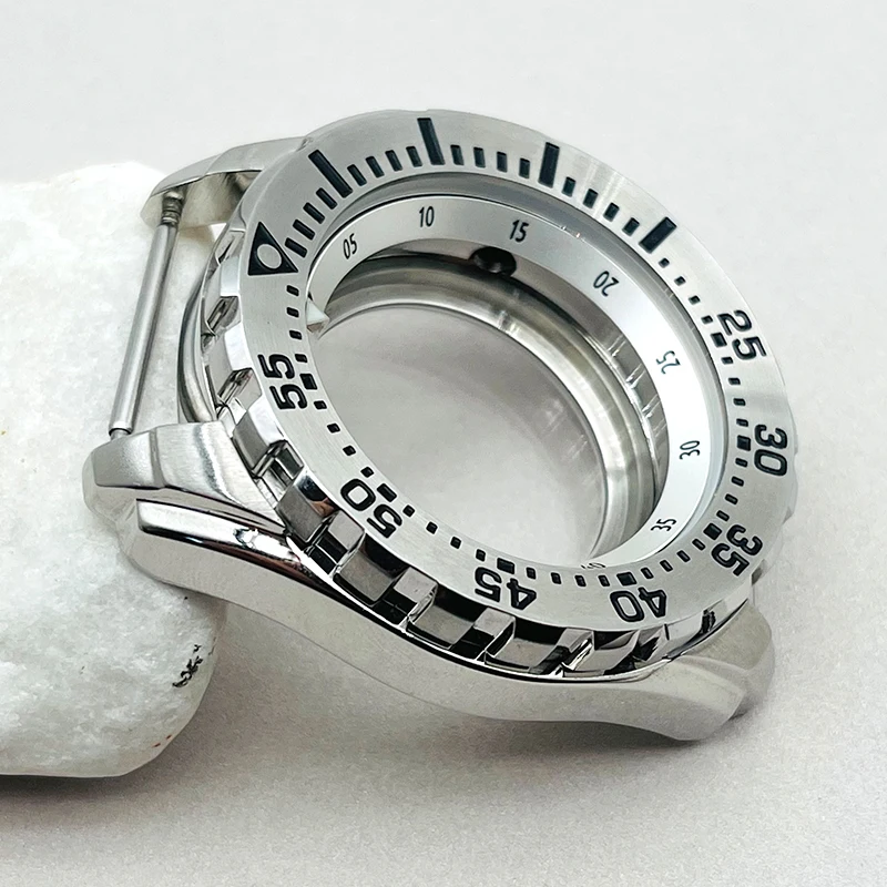 44mm Red Monster SRP601 Watch Case Fits Seiko 7S26 NH36 NH35 Movement Sapphire Crystal Glass Diver Watch Replace Parts