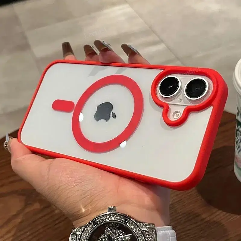 Luxury Pink Acrylic Magnetic Clear Case with Magsafe Wireless Charging Compatibility