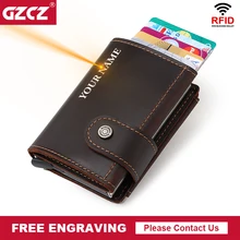 

Genuine Leather RFID Blocking Men's Credit Card Holder Top Quality Money Clip Coin Purse Aluminium Protection Cardholder Cartera