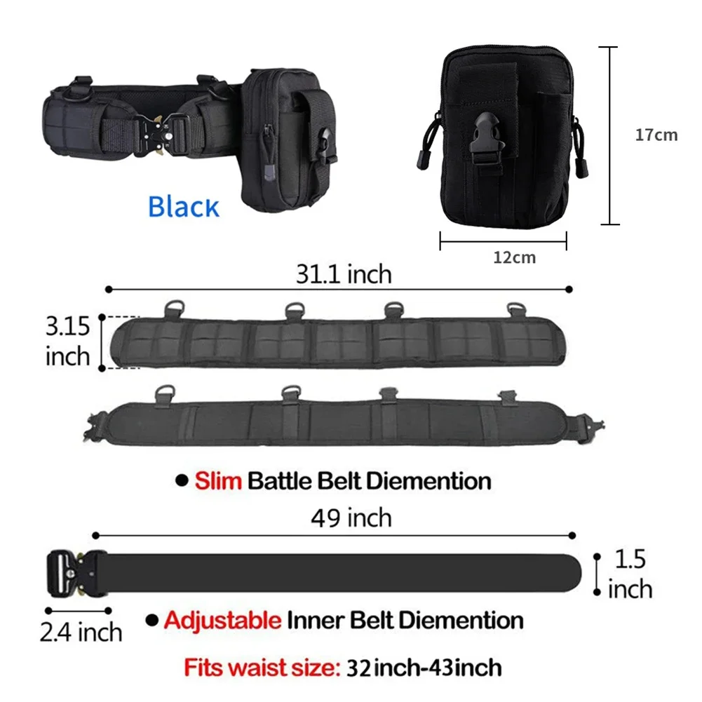 Multifunction Outdoor MOLLE Tactical Battle Belt Hunting Set Belt Inner Waist Belt With Phone Tool Bag For CS Shooting