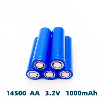 14500 batteria al litio, grande capacità, batteria ricaricabile 3.2V ad alta potenza, multifunzionale e durevole 1000mAh