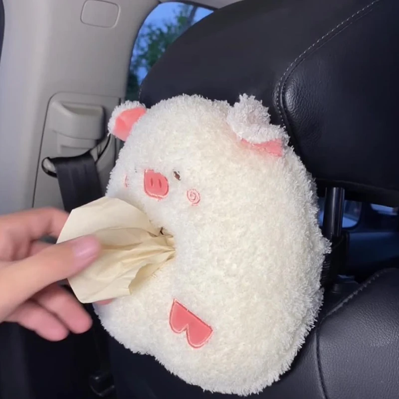 Car Tissue Box Cute Plush Animals Napkin Tissue Paper Holder Portable Drawer Box Car Styling Multi-function Supplies Women car tissue holder tissue box car interior accessories
