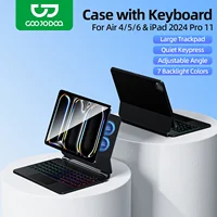 GOOJODOQ Magic Keyboard Case for iPad Pro 11 M4 iPad Air 4/5/6 Smart Pogo Pin Bluetooth 5.2 Multi-Touch Trackpad Keyboard 1