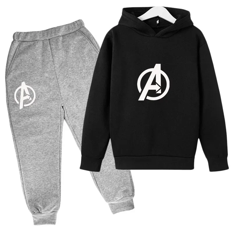 thumbnail image 1 of Sudadera y pantalón de primavera y otoño para niños, traje de 2 piezas, ropa para niño y niña, diseño estampado, sudadera con capucha, chándal informal, traje deportivo, 1 of 4