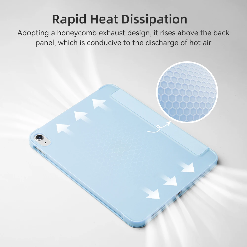 Shockproof Tablet Case with Side Pencil Holder and 3-Fold Cover