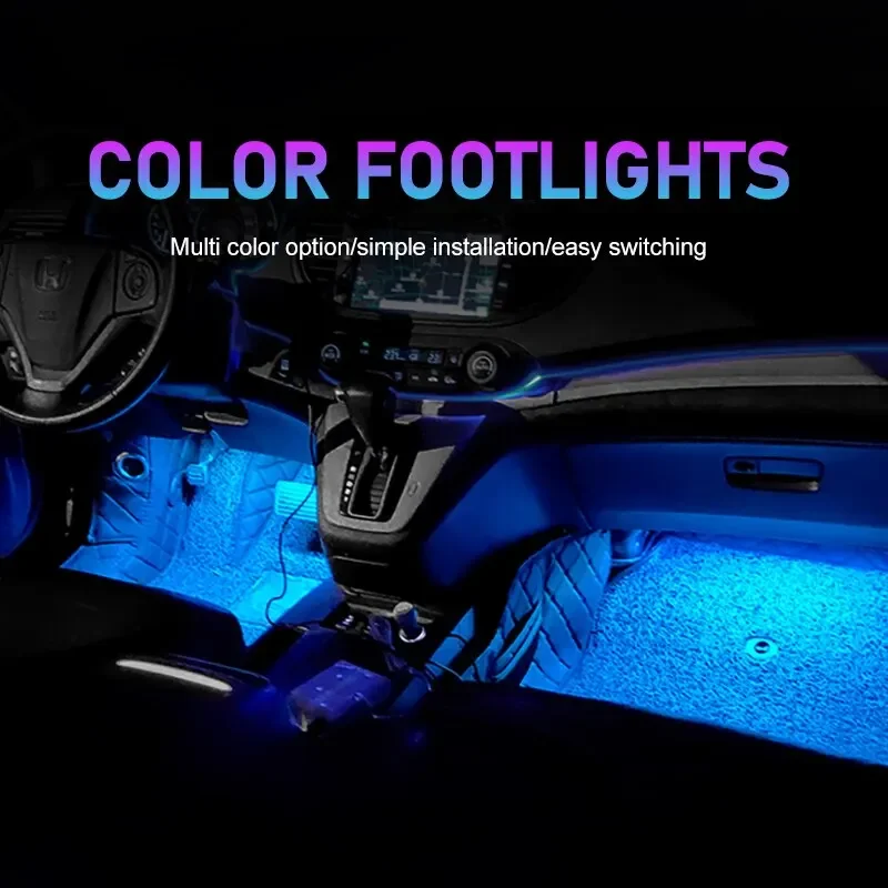 Car Neon Light Foot Light LED Interior Decoration Backlight Cigarette Lighter USB Atmosphere Lamp Car Accessories Ambient Light