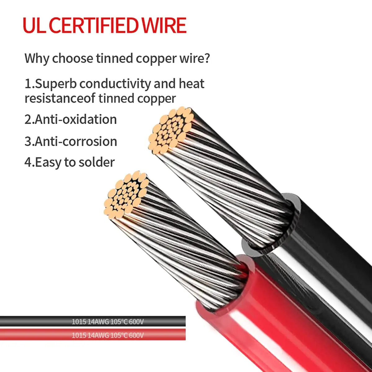3.3피트 10AWG SAE 전원 소켓 측벽 포트 - O 링 커넥터 연장 코드 케이블 (10A, 15A, 20A, 25A, 30A 퓨즈 포함, 태양광용)