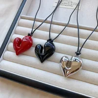 LATS New Heart Pendant Necklace for Women Men 85CM Adjustable Pull-out Sweater Chain Fashion Jewelry Accessory Gift - Image 4