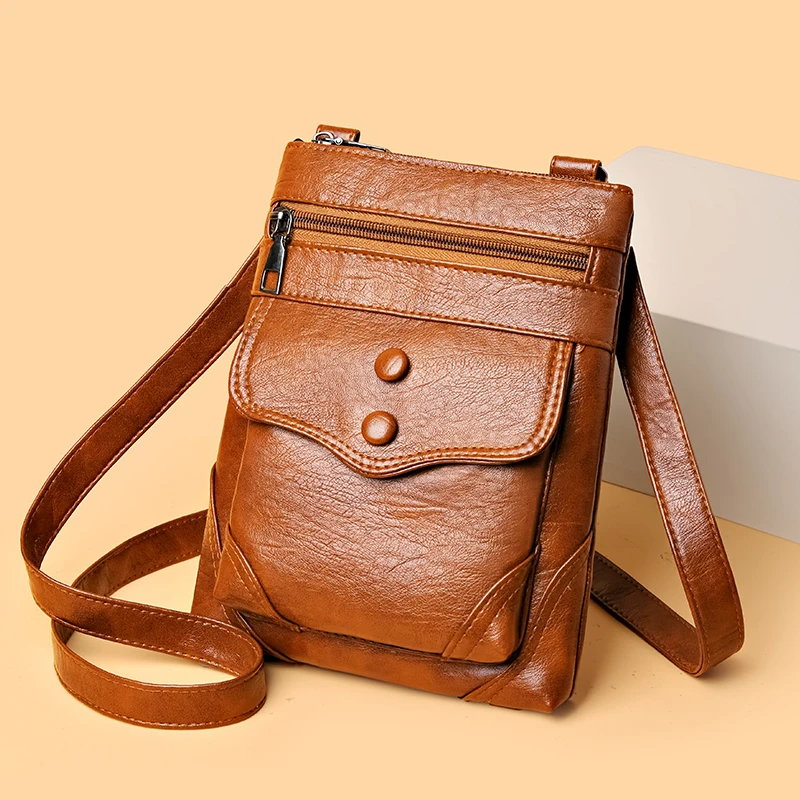 New Women's Soft PU Small Crossbody Bag Fashionable and Versatile Single Shoulder Zipper Phone Key Zero Wallet Women's Wallet