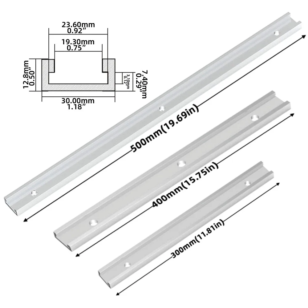Aluminium Alloy T-track Slot Miter Track Jig Fixture 30/40/50cm Woodworking Chute Rail Fixture Slot Slide Limit Table Saw