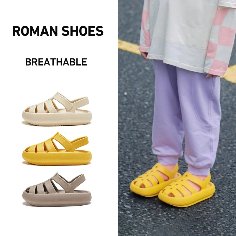 Children Roman Sandals Slides Boys Girls Summer Garden Shoes EVA Beach Slippers 2-7Y Toddler Clog Outside kids sandals garden clogs shoes