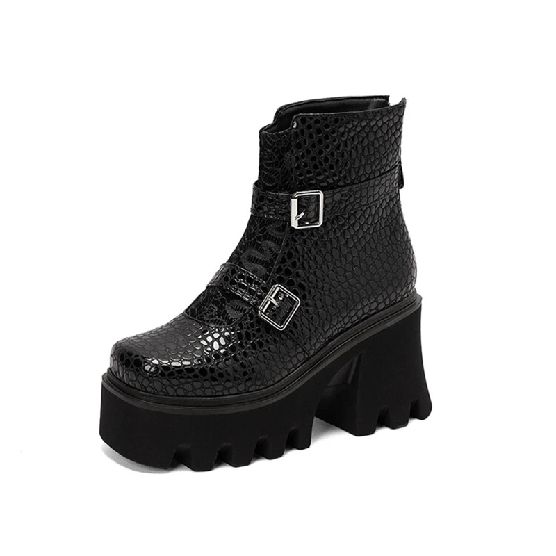 

QPLYXCO Botas De Mujer 2022 Women Boots Big Size 44 Fashion Sexy Thick Bottom Square Toe High Heels Party Platform Shoes 5003