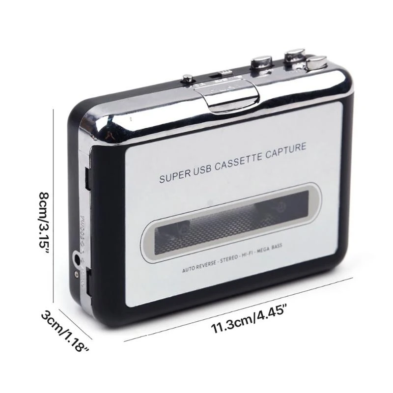 USB Cassette Radio Player Portable USB Cassette Tape to MP3 Converter Music Player Recorder