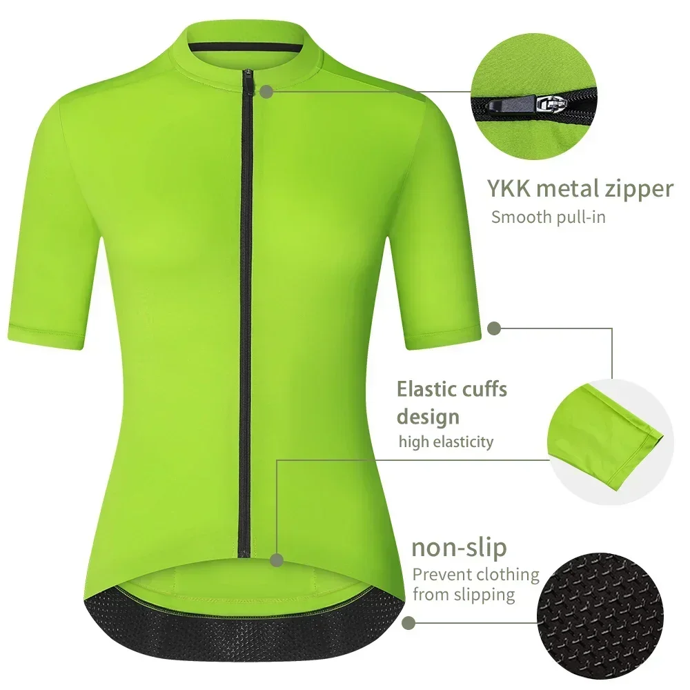 X-TIGER Women's Short-Sleeve Cycling Jersey Pro Elastic Anti-slip Bright Summer Bike Clothing Bicycle Jersey Breathable Shirt