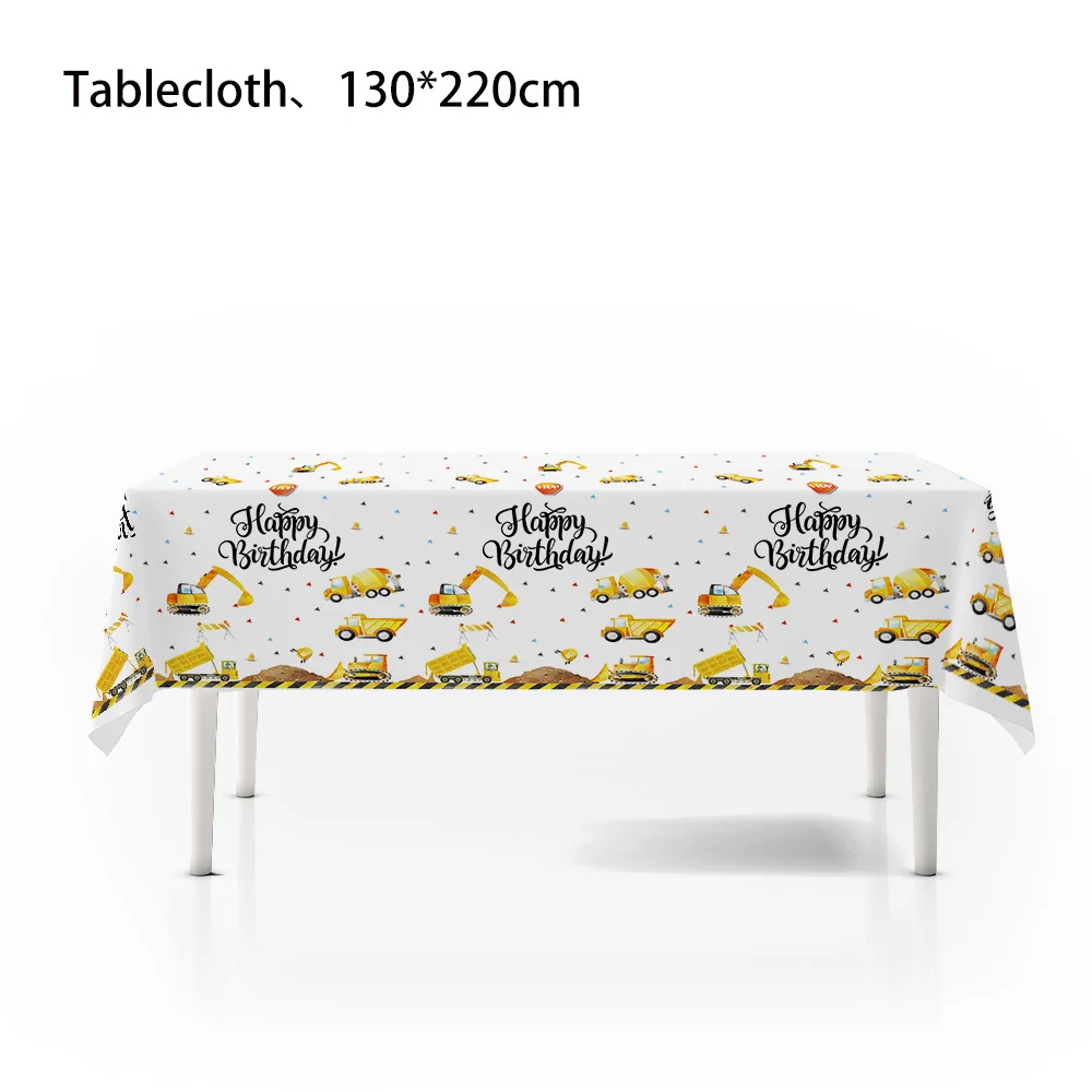 Baufahrzeuge Geburtstag Geschirr Teller Tasse Serviette Tischdecke Flagge Ballon für Kinder Jungen Bau Thema Partyzubehör – Detail 8