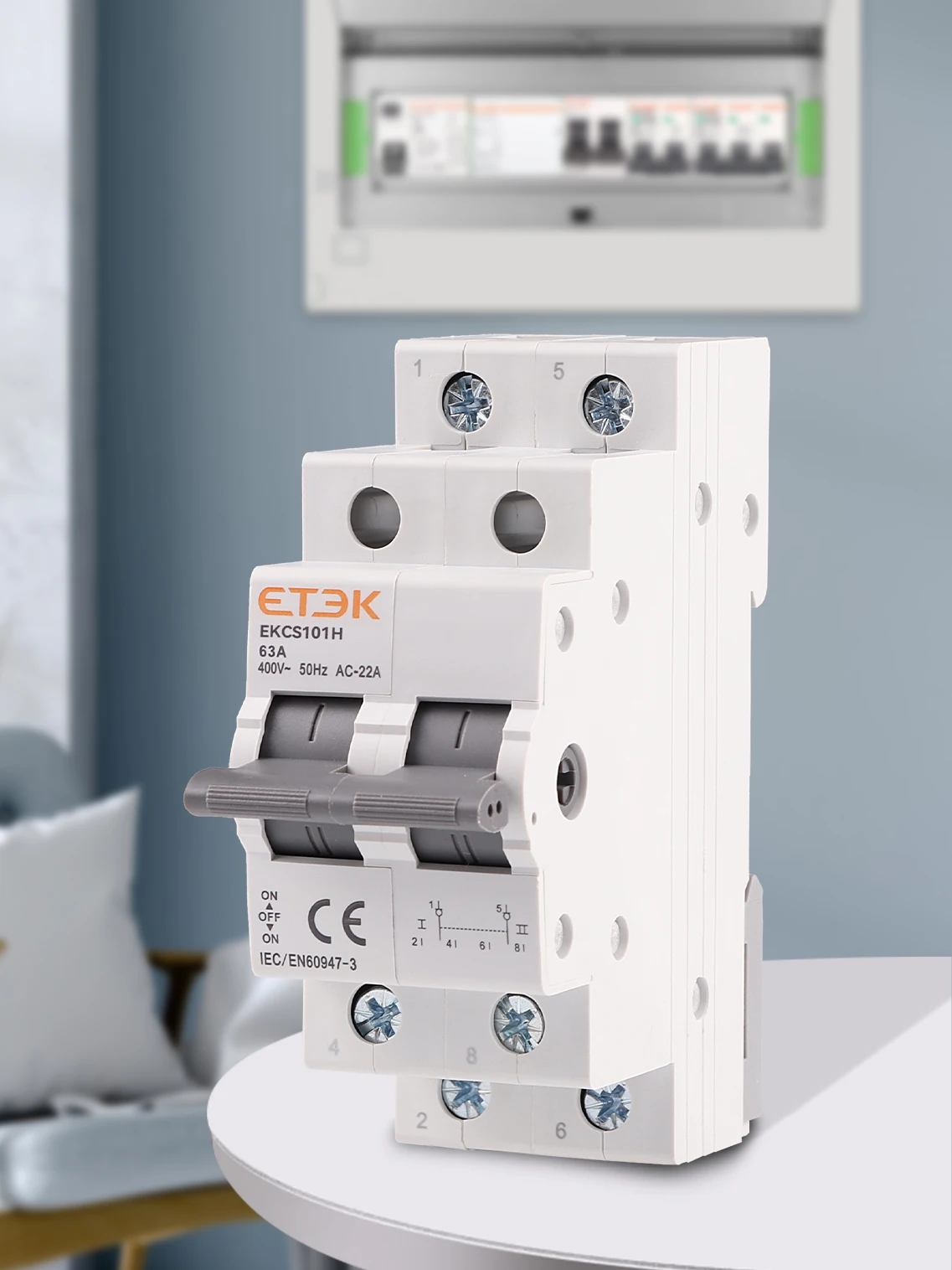 ETEK Din Rail MTS Dual Power Manual Transfer Switch Modular Changeover Switch Interlock Circuit Breaker 1P 2P 4P 40A 230V EKCS101