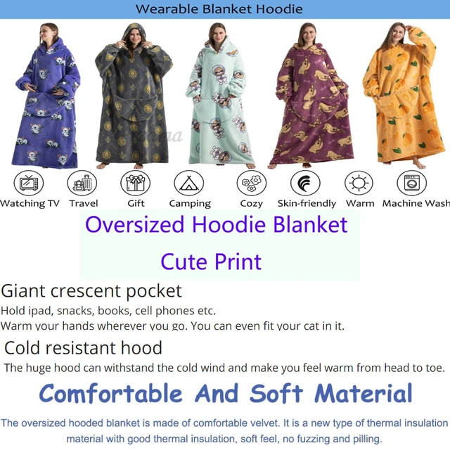 Manta Con Capucha Tipo Sudadera - Franela Y Sherpa Suave, Talla única Con Bolsillos, Ideal Para Invierno En Casa