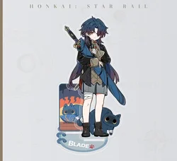 Honkai: Star Rail Blade & Kafka Acrylic Figure Stand - Cat-Themed Desk Decor Ornament (Blade)