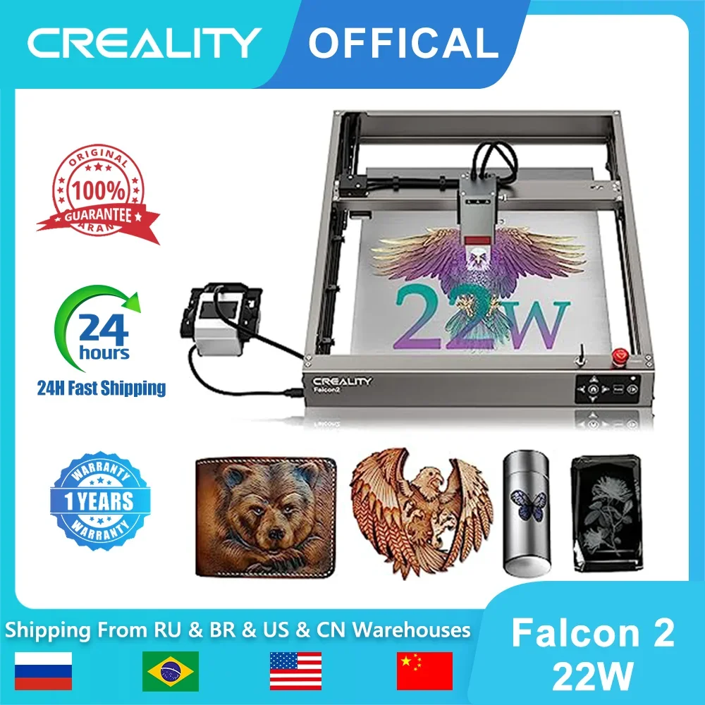 Creality Falcon 2 Laser Engraver 22w Strong Power With Air Assist  25000mm/min Colorful Engraving Carving Machine - 3d Printer - AliExpress