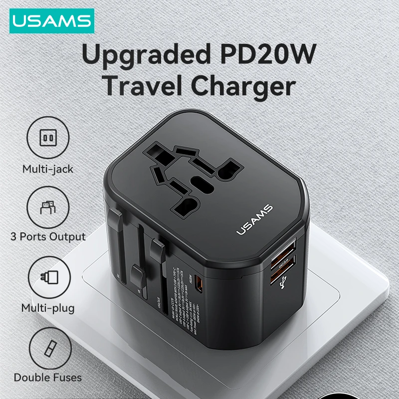USAMS T59 Universal Travel Adapter Travel Charger Socket Converter 20W